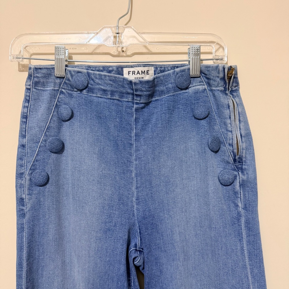 FRAME Denim Le Captain Walsh Blue Wide Leg Sailor Jeans High Rise Size 29 boho - Picture 3 of 9